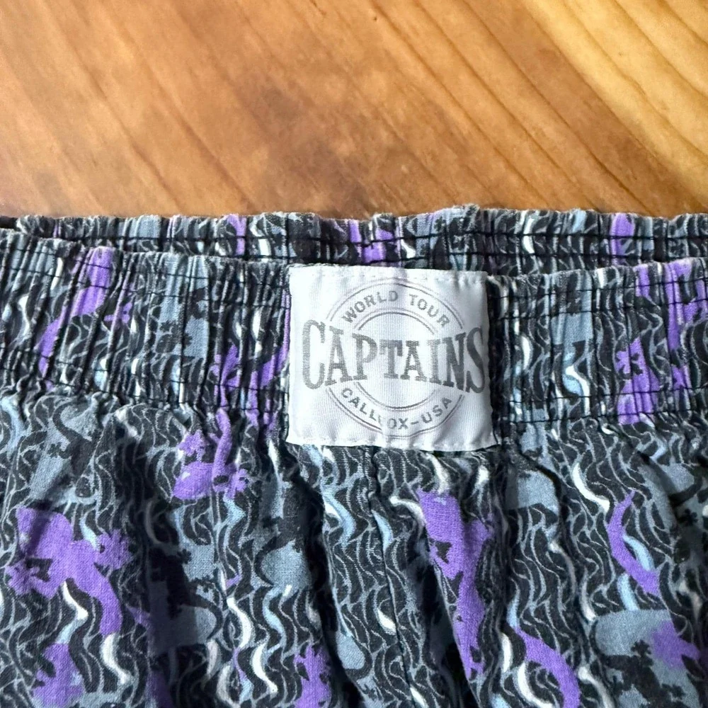 Vintage World Tour Captains Mens Gekko Jogger Pants Lizard Print Cotton 80s HH25